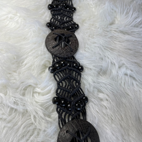 Women's Black Macrame Belt  NEW - Picture 1 of 3